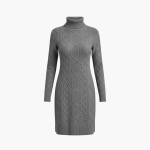 Women’s Knit Dress with Turtleneck and Long Sleeves