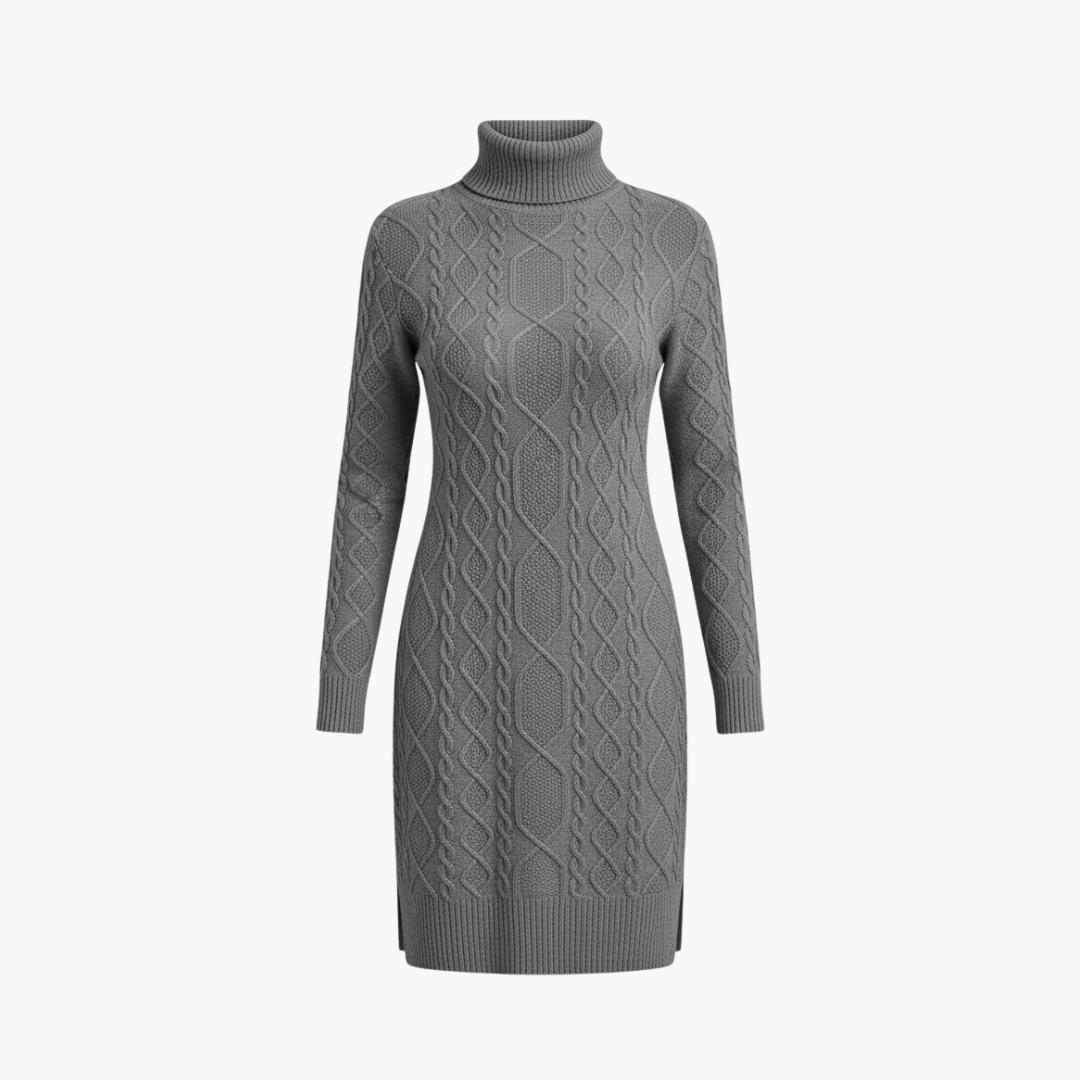 Women_s_Knit_Dress_with_Turtleneck_and_Long_Sleeves.png Women’s Knit Dress with Turtleneck and Long Sleeves - Image 1