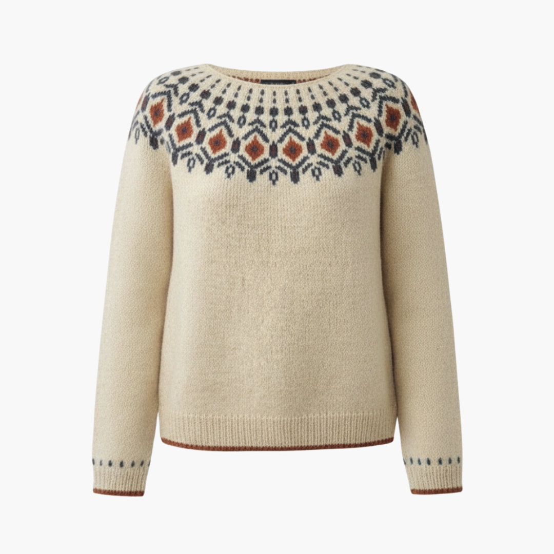 Women_s_Knit_Sweater_with_Geometric_Pattern.png Women’s Knit Sweater with Geometric Pattern - Image 1