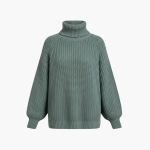 Women’s Loose-Fit Turtleneck Sweater with Long Sleeves and Ribbed Knit