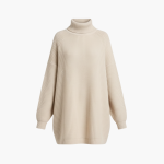 Women's Oversized Turtleneck Sweater with Ribbed Knit Texture