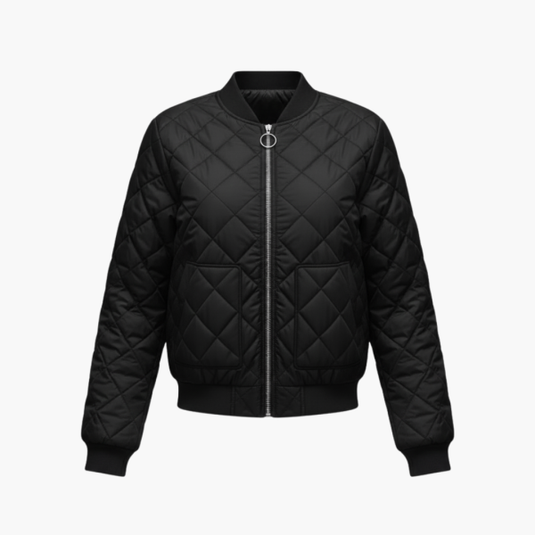 Women’s Quilted Bomber Jacket with Full-Zip Closure