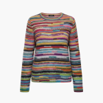 Women’s Striped Knit Sweater with Round Neckline