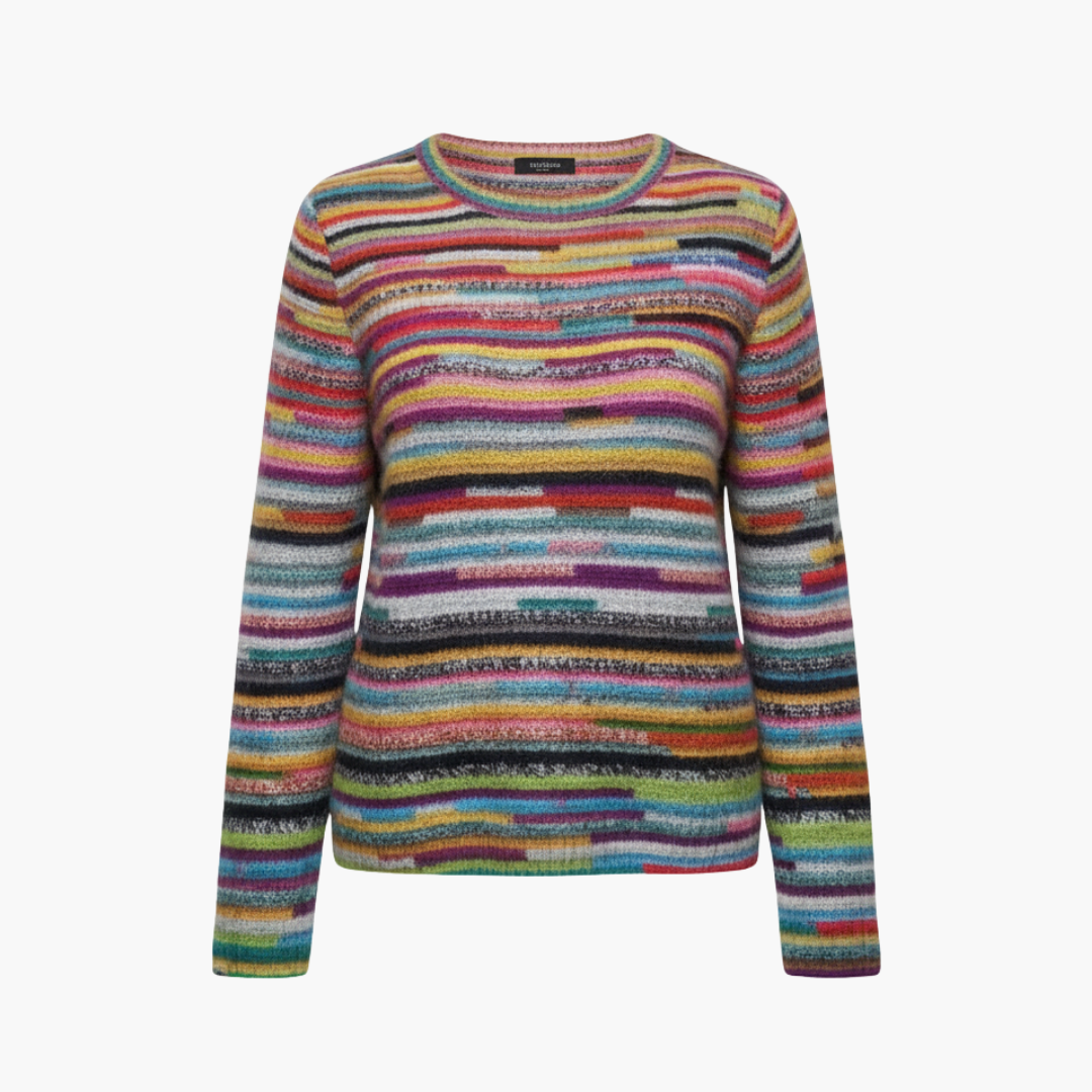 Women_s_Striped_Knit_Sweater_with_Round_Neckline.png Women’s Striped Knit Sweater with Round Neckline - Image 1