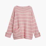 Women’s Striped Pullover Sweater with Patch Pocket