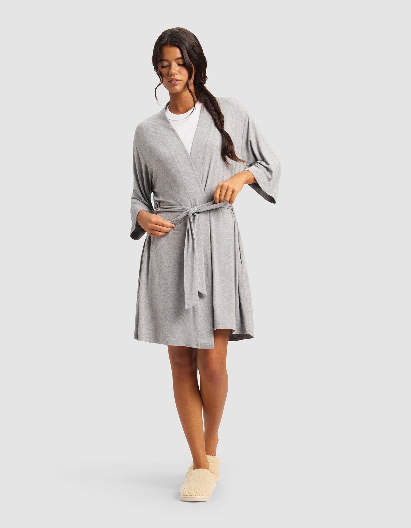 Womens_Bamboo_Stretch-Knit_Robe_Grey_1.jpg Women's Bamboo Stretch-Knit Kimono Robe - Image 1