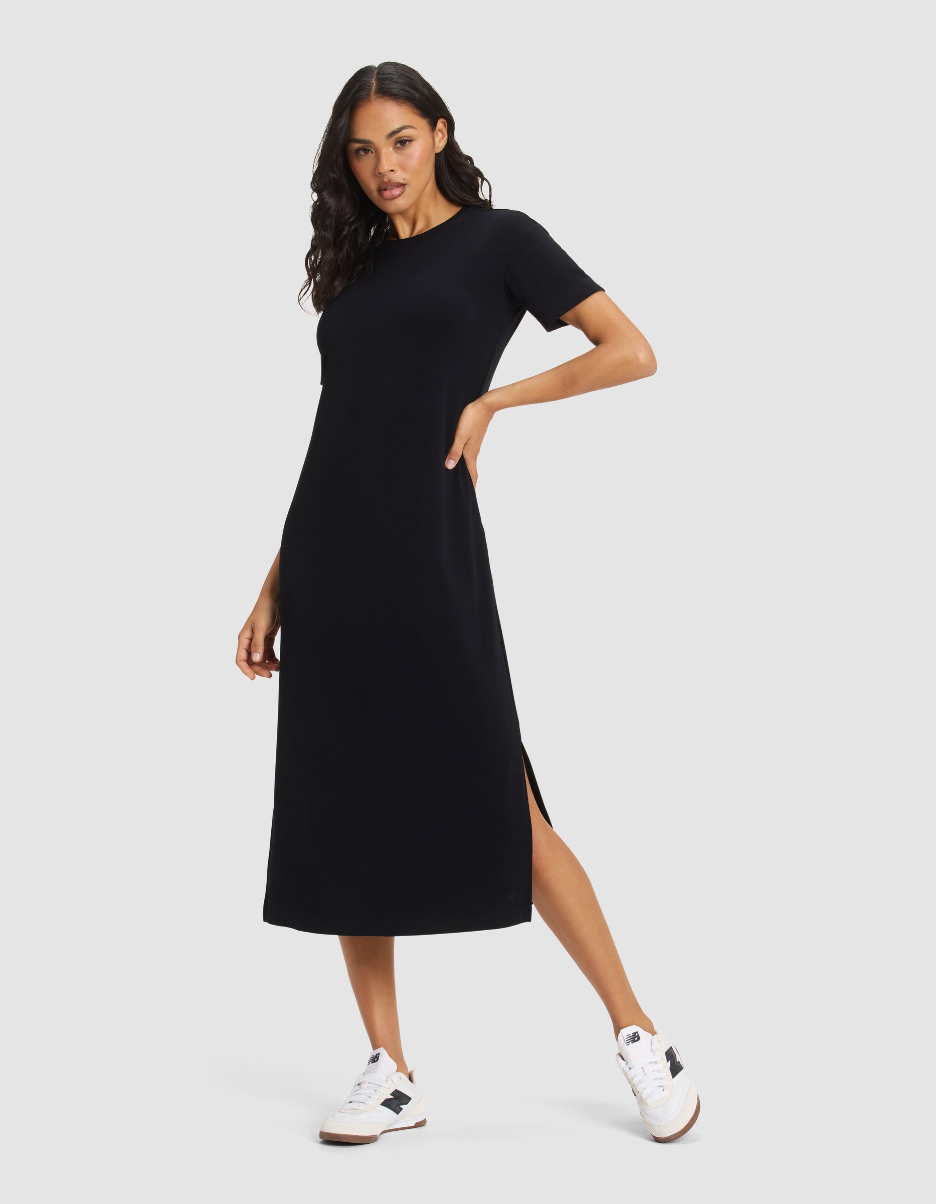 Womens_Brushed_Bamboo_Midi_Dress_Black_1.jpg Women's Brushed Bamboo Midi Dress - Image 1