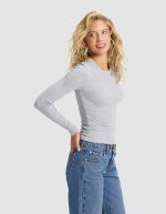 Women's Fine Ribbed Long Sleeve Tee - Image 3