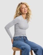 Women's Fine Ribbed Long Sleeve Tee - Image 5