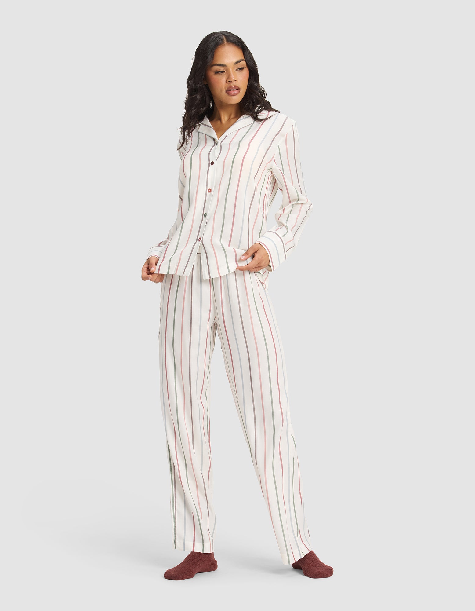 Womens_Soft_Woven_Long_Sleeve_Pant_Pajama_Set_Striped_Jasper_1.jpg Women's Soft Woven Long Sleeve Pajama Set - Last Chance - Image 1