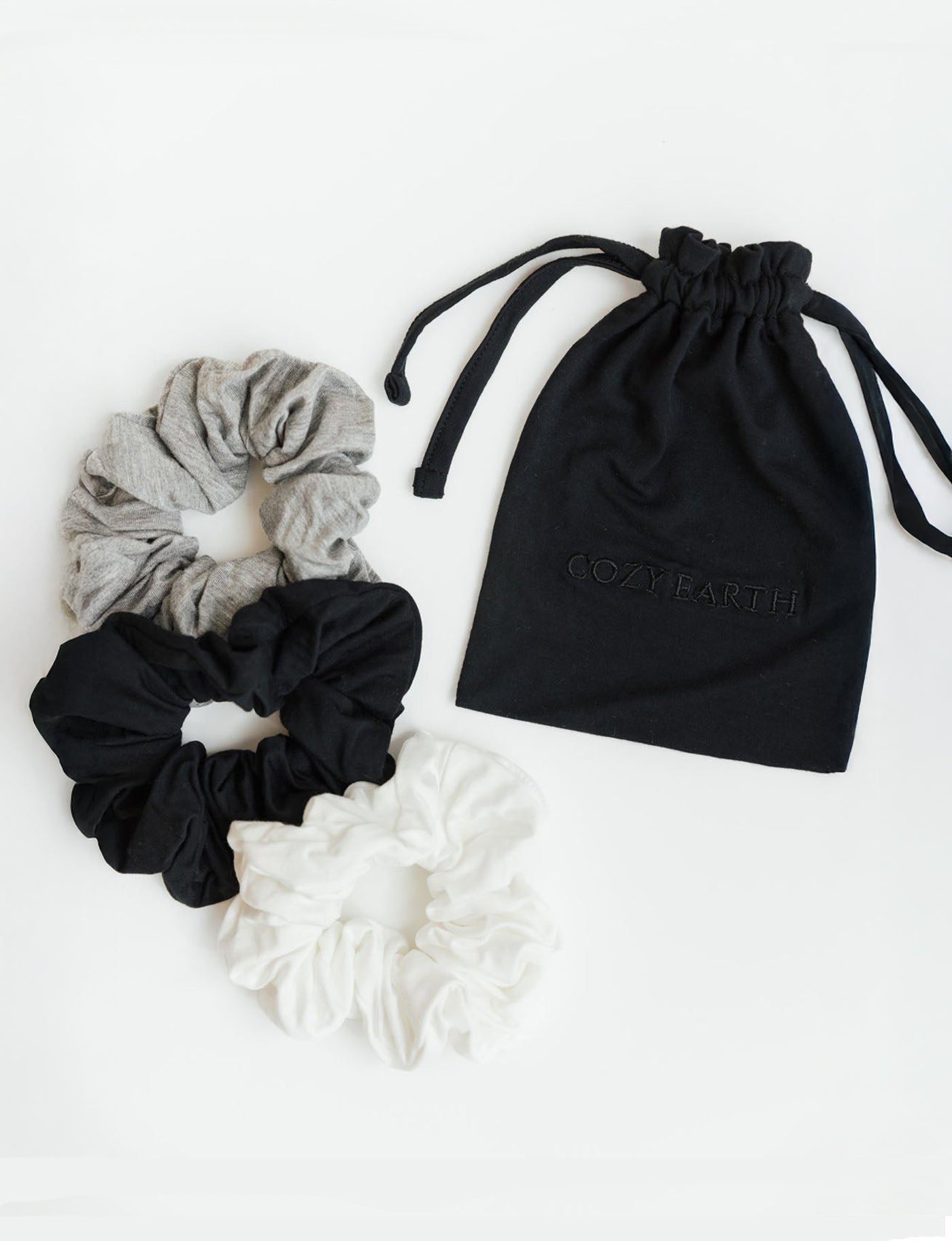 bamboo_stretch_knit_Scrunchies_Black_Ivory_Grey.jpg Bamboo Stretch-Knit Scrunchies - Image 1