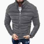 Men's Puffer Jacket with Stand Collar and Front Zipper - Image 5