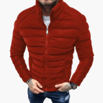 Men's Puffer Jacket with Stand Collar and Front Zipper - Image 6
